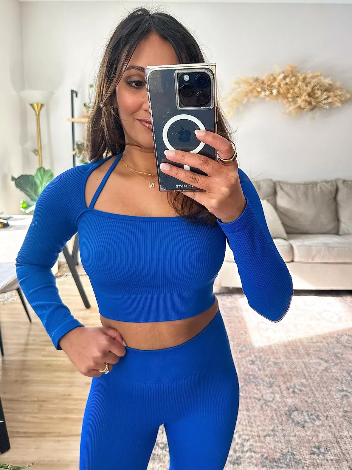  OQQ Workout Outfits for Women 2 Piece Ribbed Yoga Long Sleeve  Crop Tops High Waist Leggings Exercise Set Blue : Clothing, Shoes & Jewelry