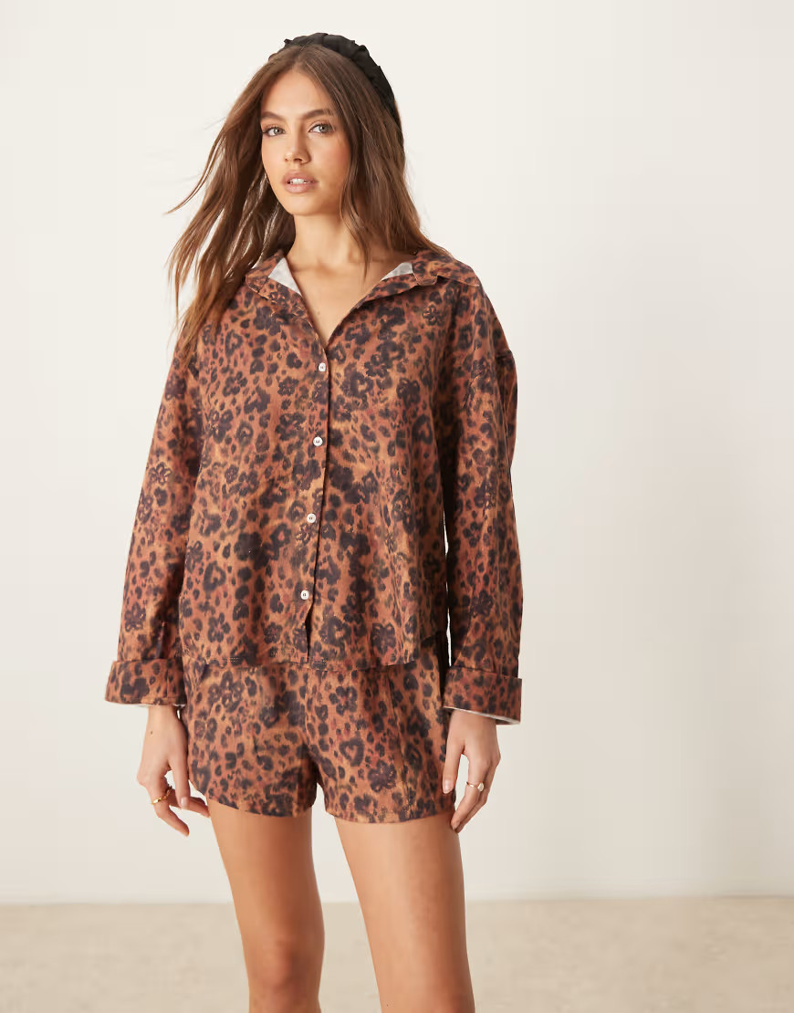 Free People early morning leopard print pajamas in brown | ASOS (Global)