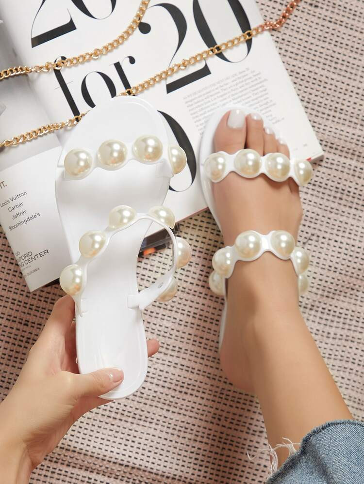 Faux Pearl Slip-On Jelly Sandals | SHEIN