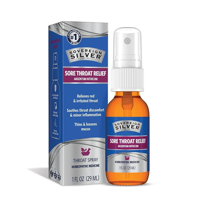 Sovereign Silver Sore Throat Spray, 1 fl oz (30 mL) | Homeopathic Throat Spray for Adults and Kid... | Amazon (US)