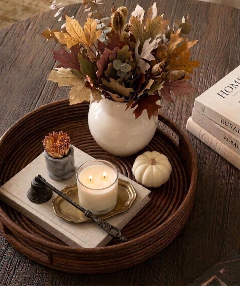 The round tray from the This Oak House Target drop makes the perfect warm foundation for coffee table accents. It layers easily with seasonal decor and cozy candlelight.#targetfinds #cozyhome #tabledecor #neutraldecor

#LTKSeasonal #LTKHome