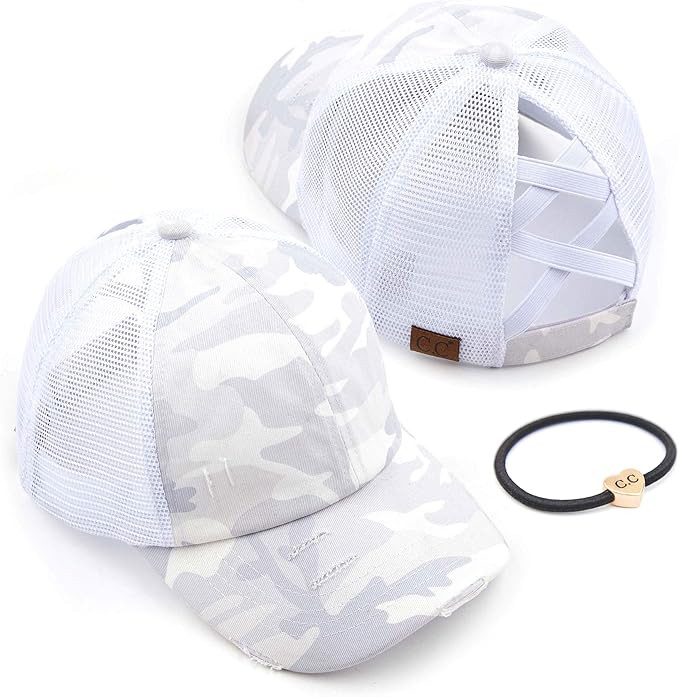 C.C Ponycap Messy High Bun Ponytail Adjustable Glitter Mesh Trucker Baseball Cap | Amazon (US)