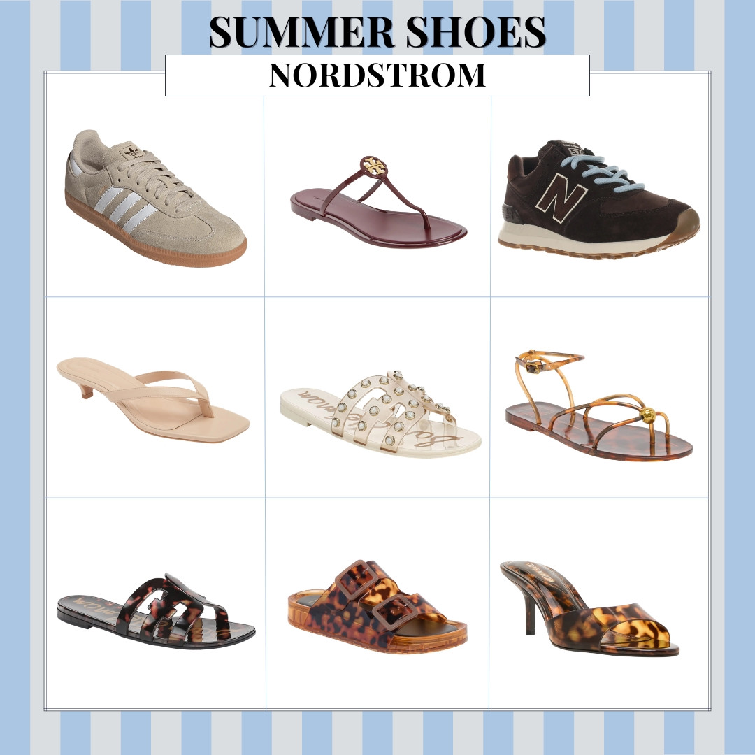 I always start with shoes when I am refreshing my summer wardrobe because one pair can completely change an outfit. This roundup has easy sneakers for busy days, flat sandals for travel, and a few dressier options that still feel wearable for dinner or events.

Summer shoes, Nordstrom shoes, women’s sneakers, summer sandals, kitten heels, casual shoes, vacation shoes, neutral footwear, tortoise sandals, everyday style, summer wardrobe, AudrieDollins

#LTKootd #LTKSeasonal #LTKdayinmylife