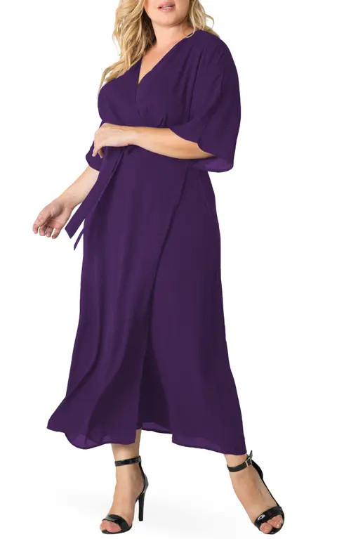 Standards & Practices Short Sleeve Wrap Maxi Dress in Purple Haze at Nordstrom, Size 2X | Nordstrom