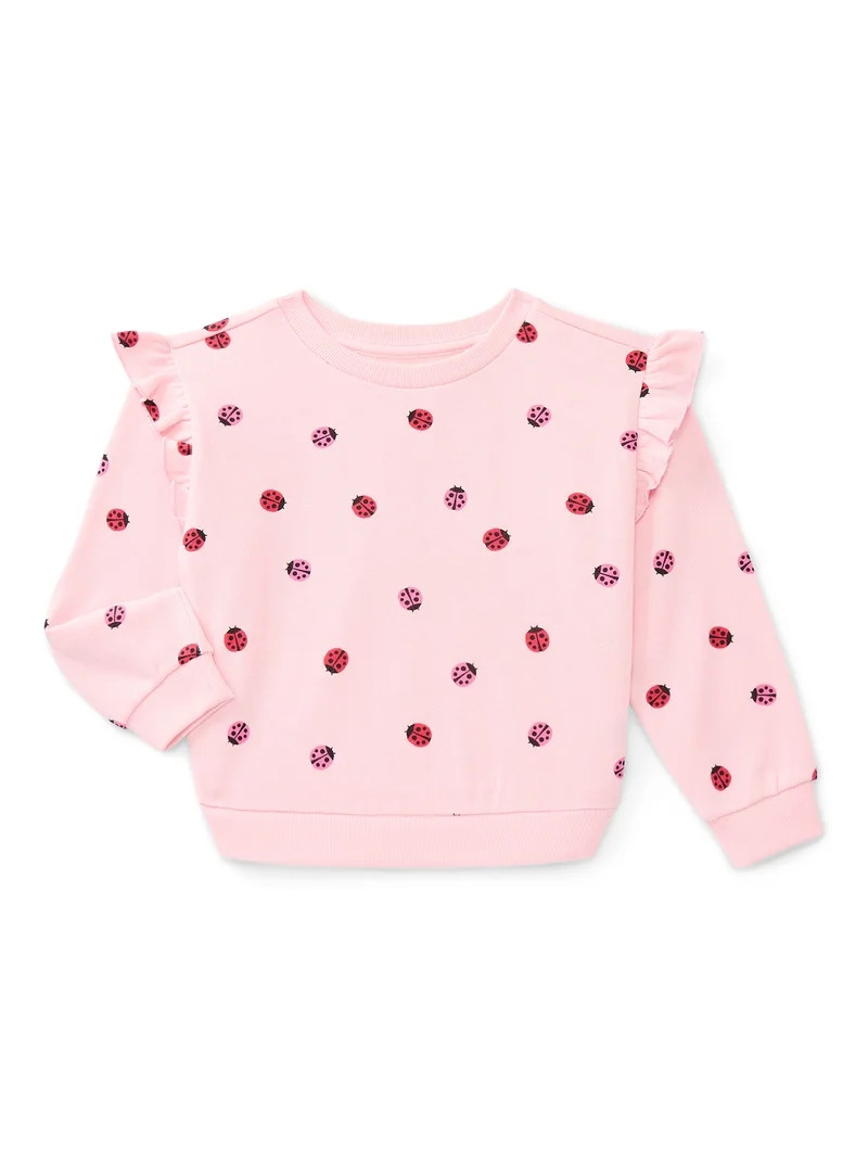 Wonder Nation Toddler Girls Fleece Crewneck Top with Long Sleeves, Sizes 12M-5T | Walmart (US)
