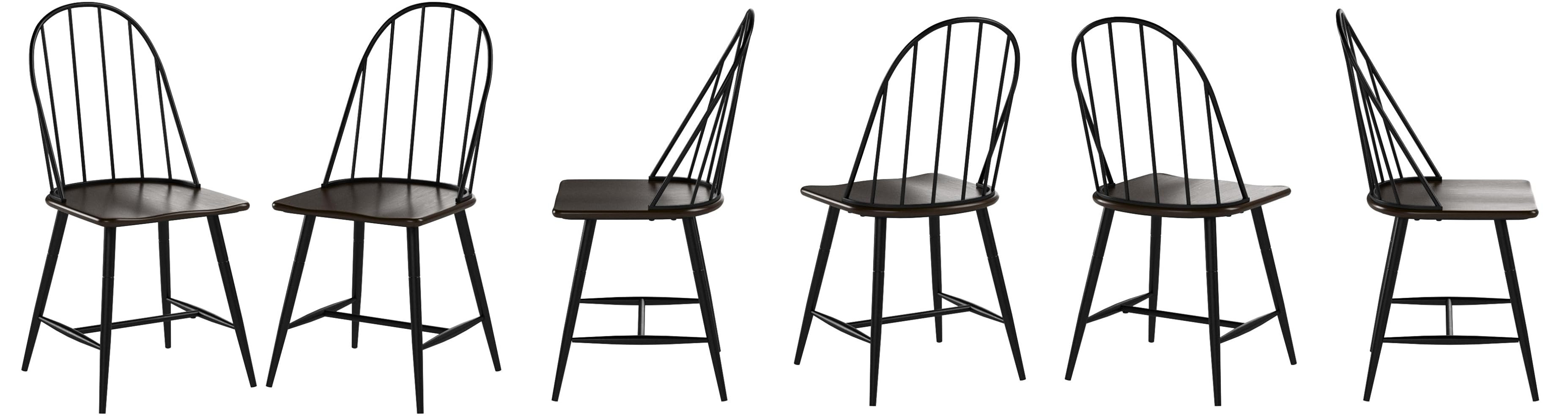 Target Marketing Systems Windsor Set of 2 Mixed Media Spindle Back Dining Chairs with Saddle Seat, S | Amazon (US)