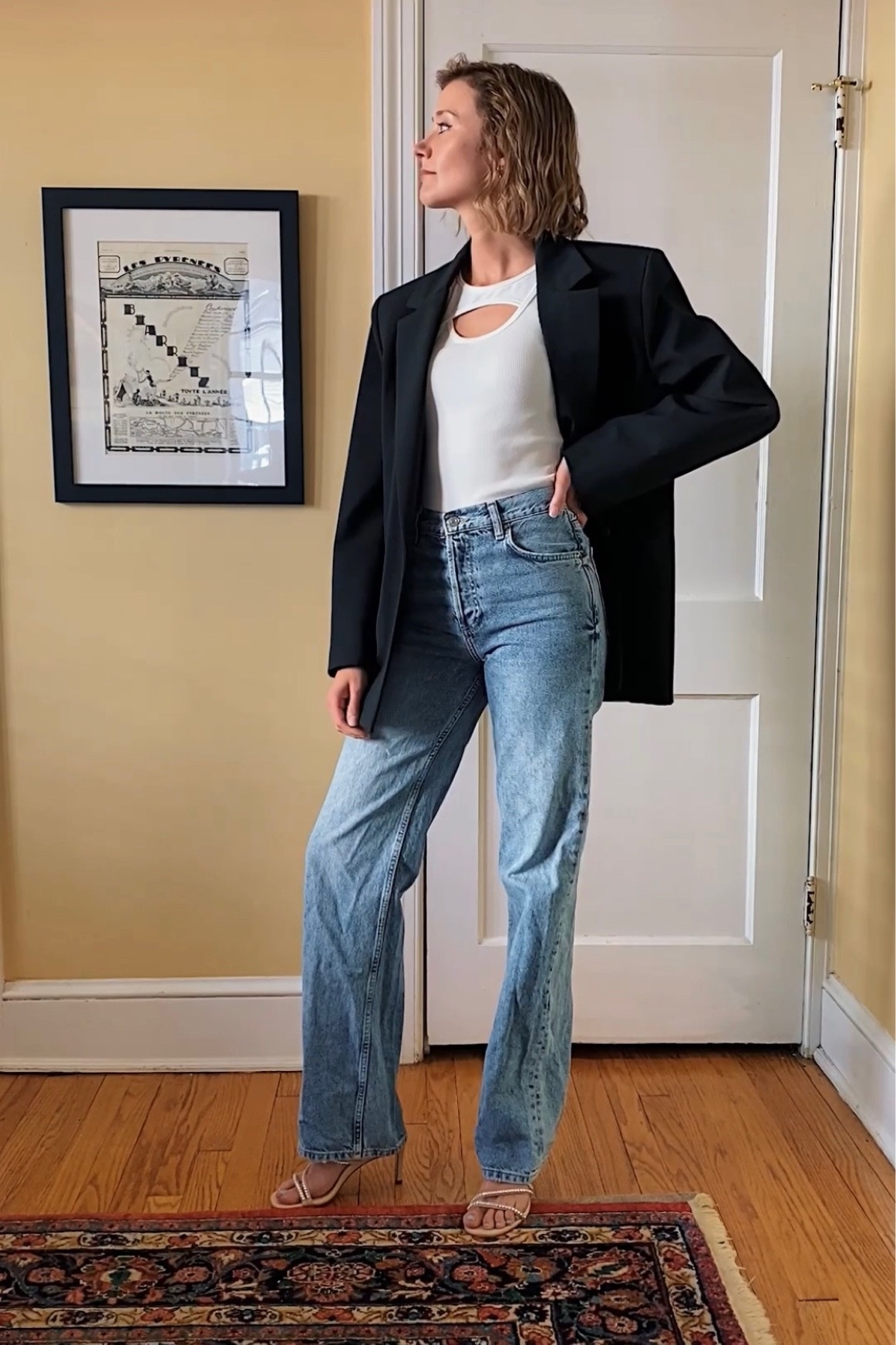 A crisp white tank top and oversized blazer are the perfect way to show off sparkly sandals! 

#LTKstyletip #LTKunder50 #LTKshoecrush