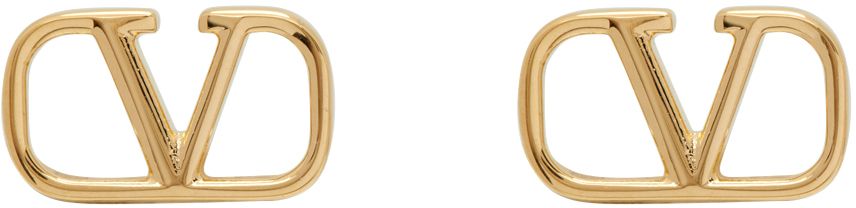Gold Valentino Garavani VLogo Stud Earrings | SSENSE