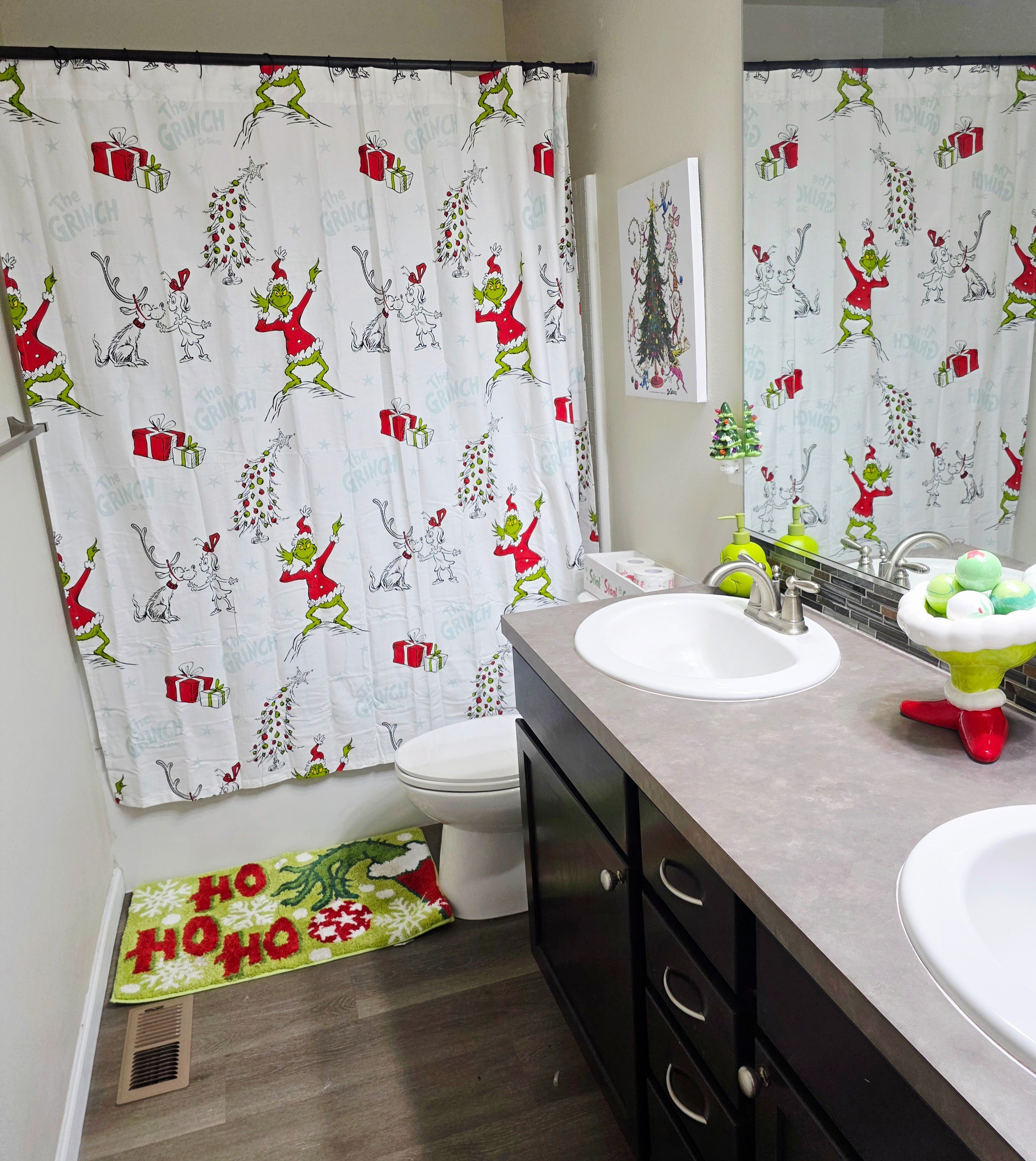 GRINCH THEME BATHROOM 

#LTKSeasonal #LTKHoliday #LTKHome