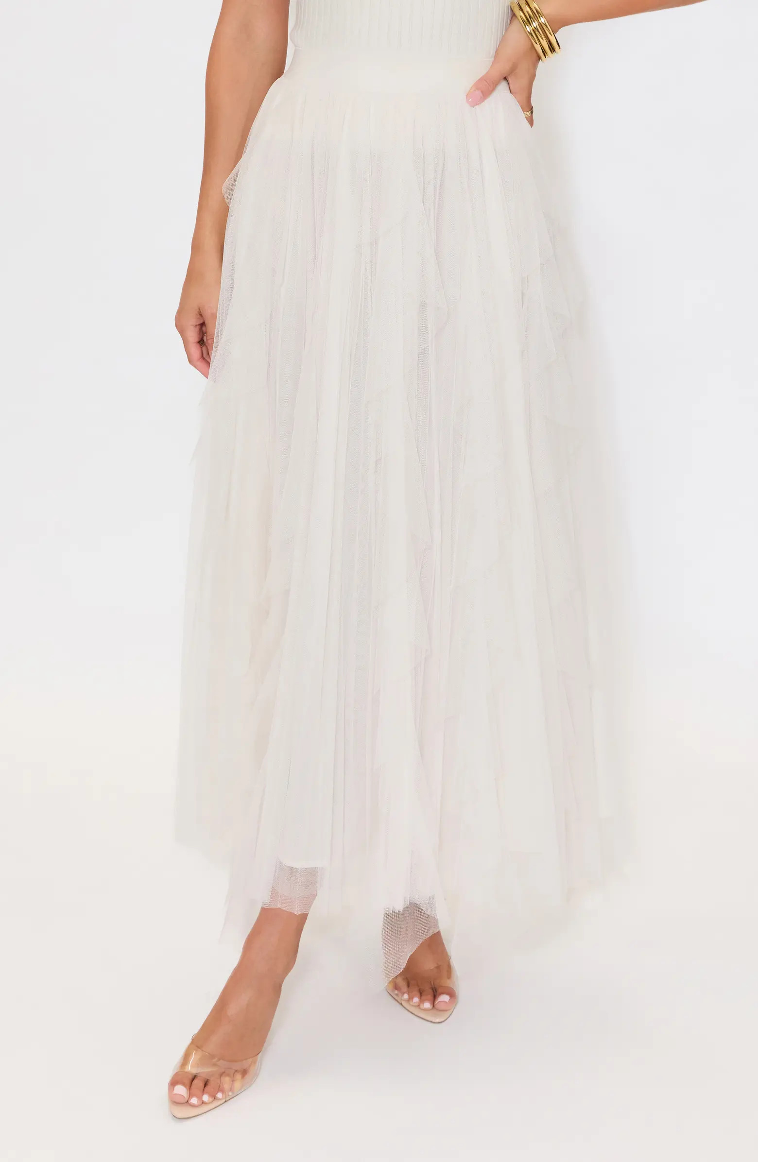 Imperfection Ruffled Tiered Tulle Maxi Skirt | Nordstrom