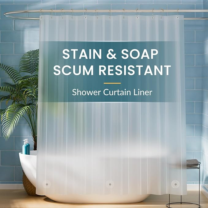Titanker Extra Long Shower Curtain Liner 72 x 84 Plastic Frosted Shower Liner Waterproof Shower C... | Amazon (US)