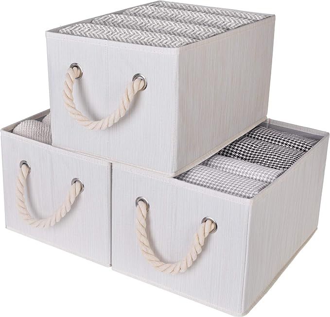 StorageWorks Medium Storage Baskets for Organizing, Foldable Storage Baskets for Shelves, Fabric ... | Amazon (US)