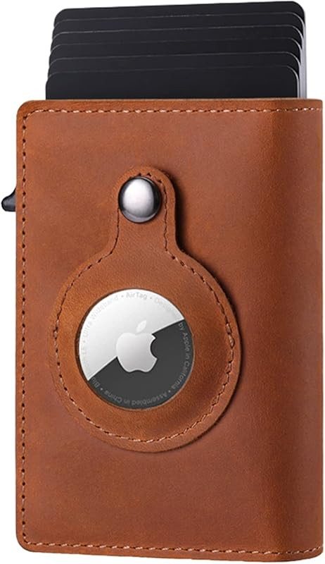 Amazon.com: TAGSMATE Slim AirTag Smart Slide Leather Wallet, Apple AirTag Compatible Trifold Wall... | Amazon (US)
