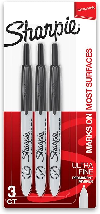 Sharpie Retractable Permanent Markers, Ultra Fine Point, Black, 3 Count | Amazon (US)