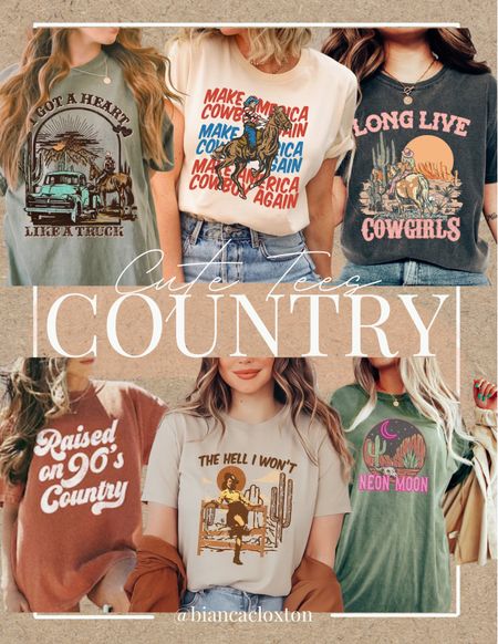 CUTE country tees!! Perfect for your trip to Nashville or your next country concert!! 🎶

Cowboy, cowgirls, neon moon, 90’s country, heart like a truck, graphic tee, music tee, Country style, girls trip, outfit Inspo

#LTKFind #LTKstyletip #LTKunder50