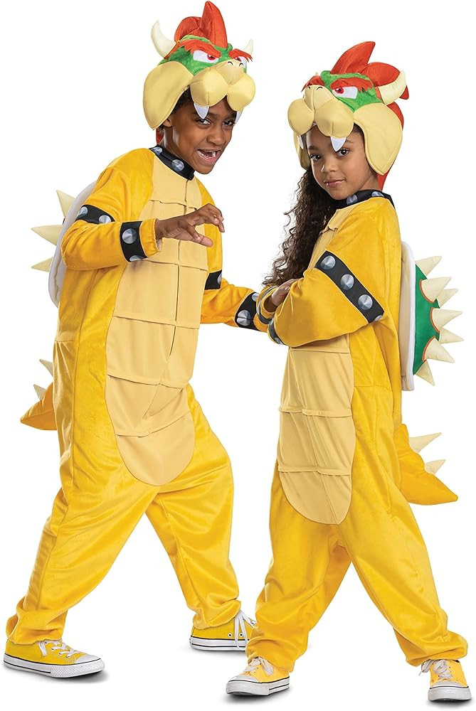 Super Mario Bros Kid's Bowser Hooded Jumpsuit Costume | Amazon (US)