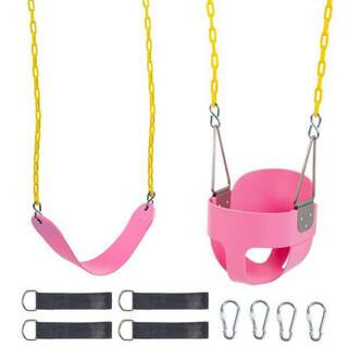 EVA+ Iron Swing + Hanging Basket Swing Combination Pink Baby Swing | The Home Depot