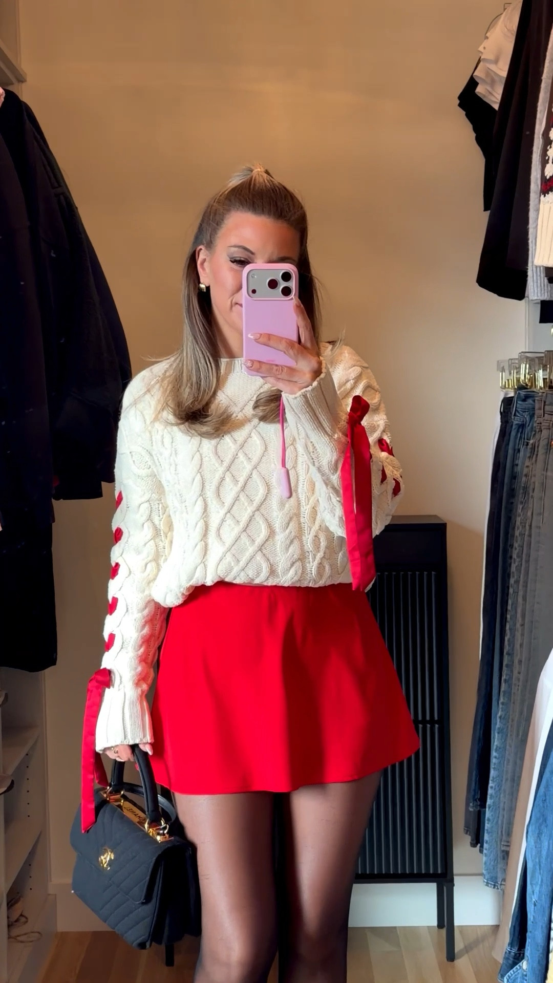 white double lined basic white tee styled cream sweater with ribbons serial and red miniskirt

Vivrelle code: emersonhannon

Wearing my usual small/2 in most
Xs in skort

Date night
Casual lunch
Workwear
Spring outfit
Shopping look
Mom looks
Everyday
Basic 

#LTKValentine #LTKootd #LTKSeasonal