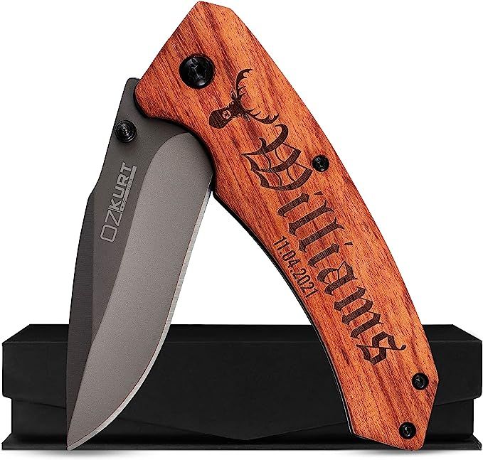 Personalized Pocket Knife for Men, Dad Gifts - 36 Icon & 20 Font Option - Hunting Knifes, Persona... | Amazon (US)