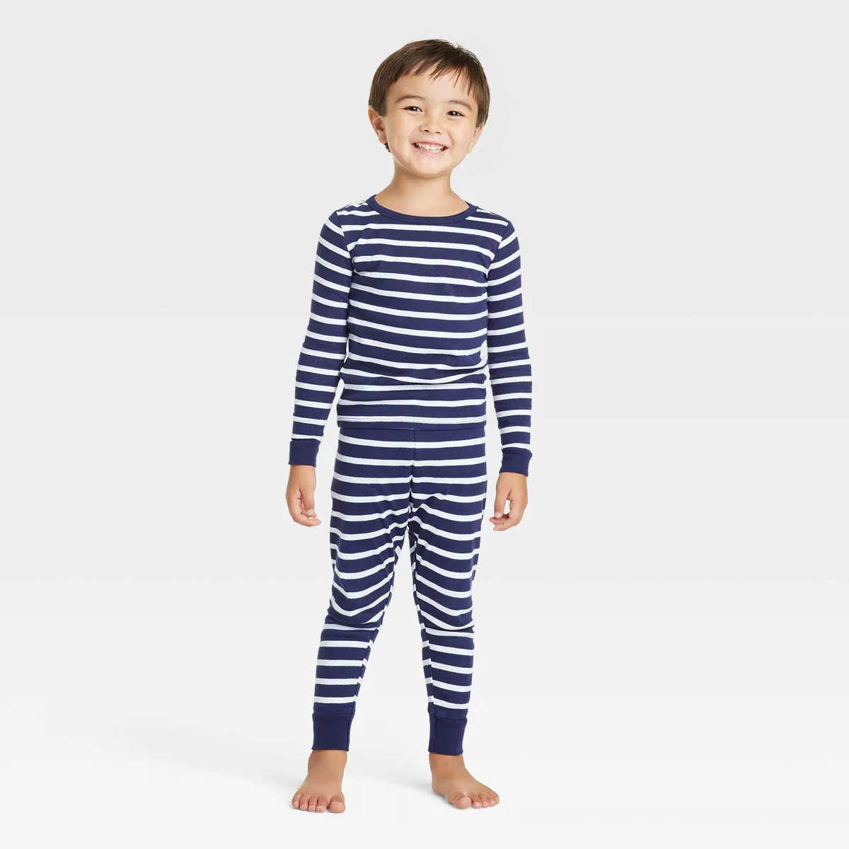 Toddler Striped 100% Cotton Tight Fit Matching Family Pajama Set - Navy | Target