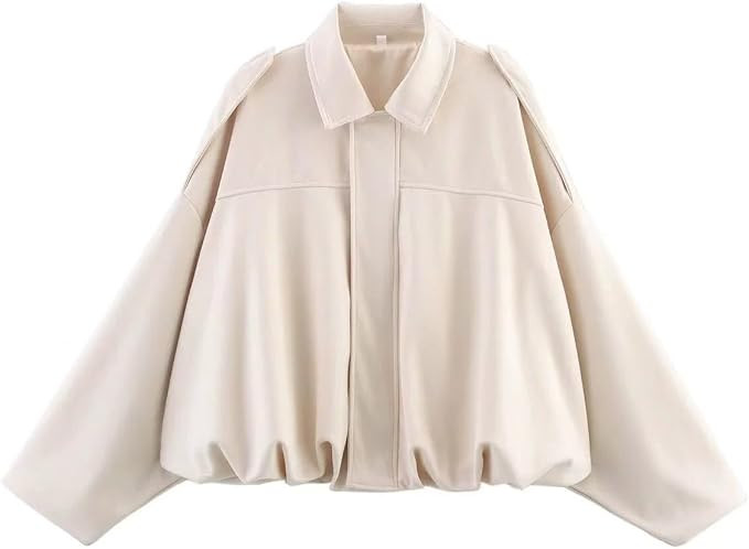 Women's Faux Suede Bomber Jacket Long Sleeve Spring Lapel Pilot Coat Casual Oversized Zip Up Snap... | Amazon (US)