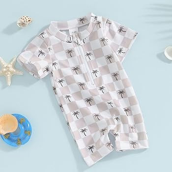 Infant Baby Boy Girl One Piece Swimsuit Rash Guard Shirt Bathing Suit Zip Up Swimwear | Amazon (US)