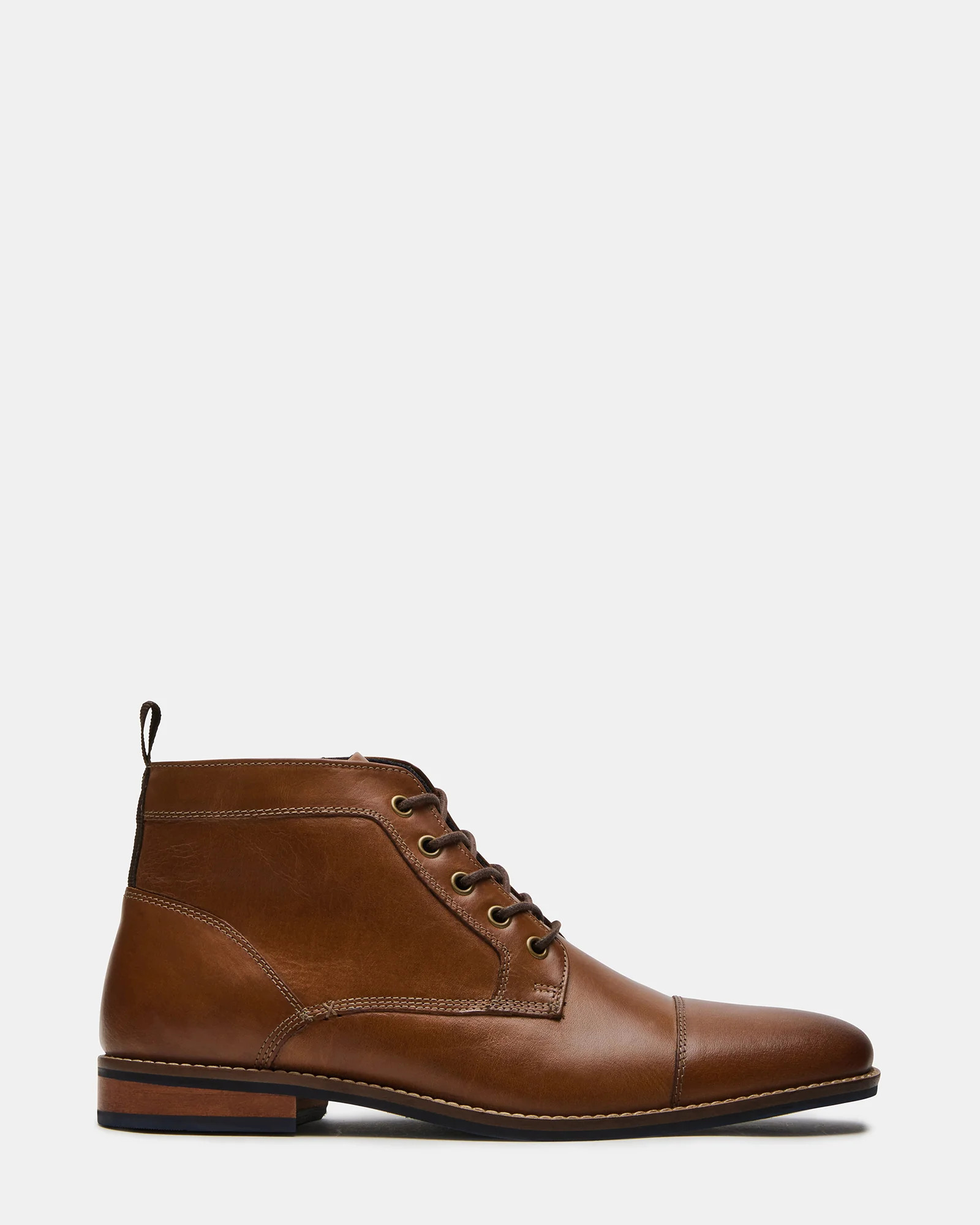 KREW Cognac Leather Lace-Up Ankle Boot | Men's Shoes | Steve Madden (US)