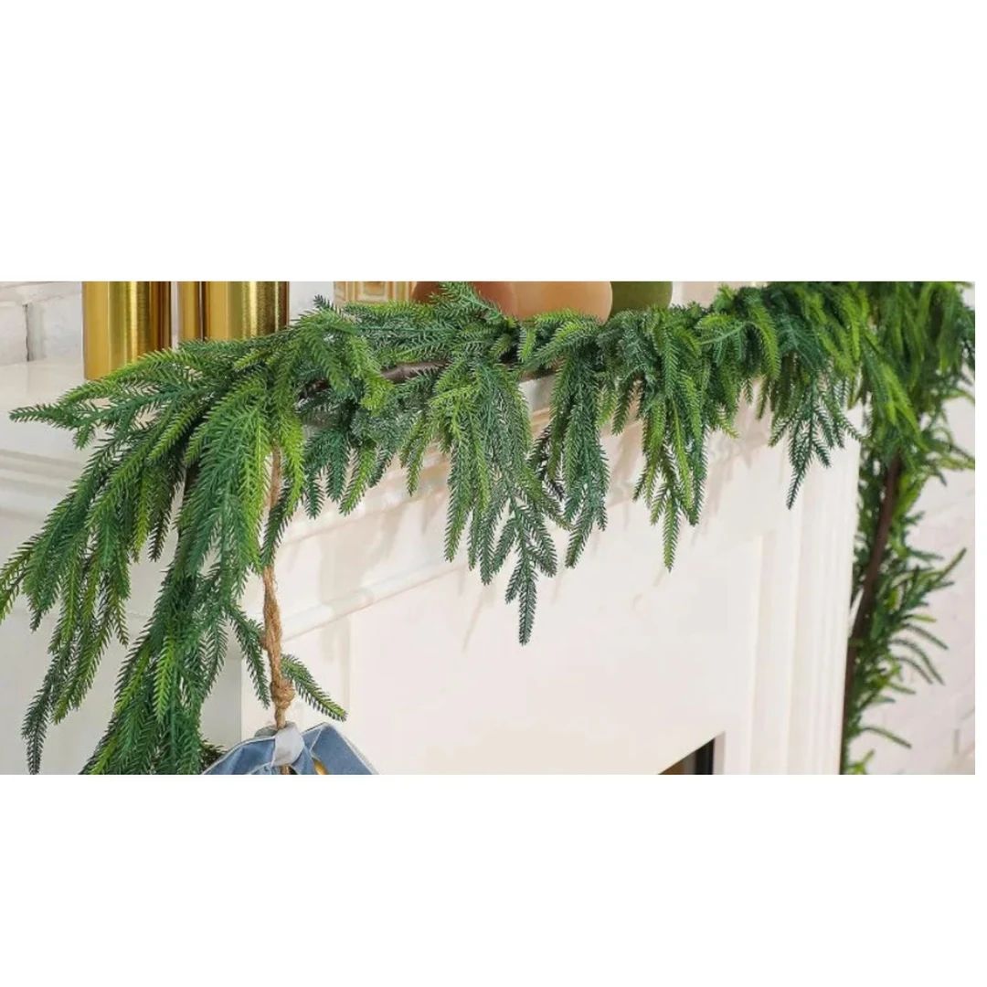 Rustic Norfolk Pine Holiday Garland 5ft Greenery Festive - Etsy | Etsy (US)