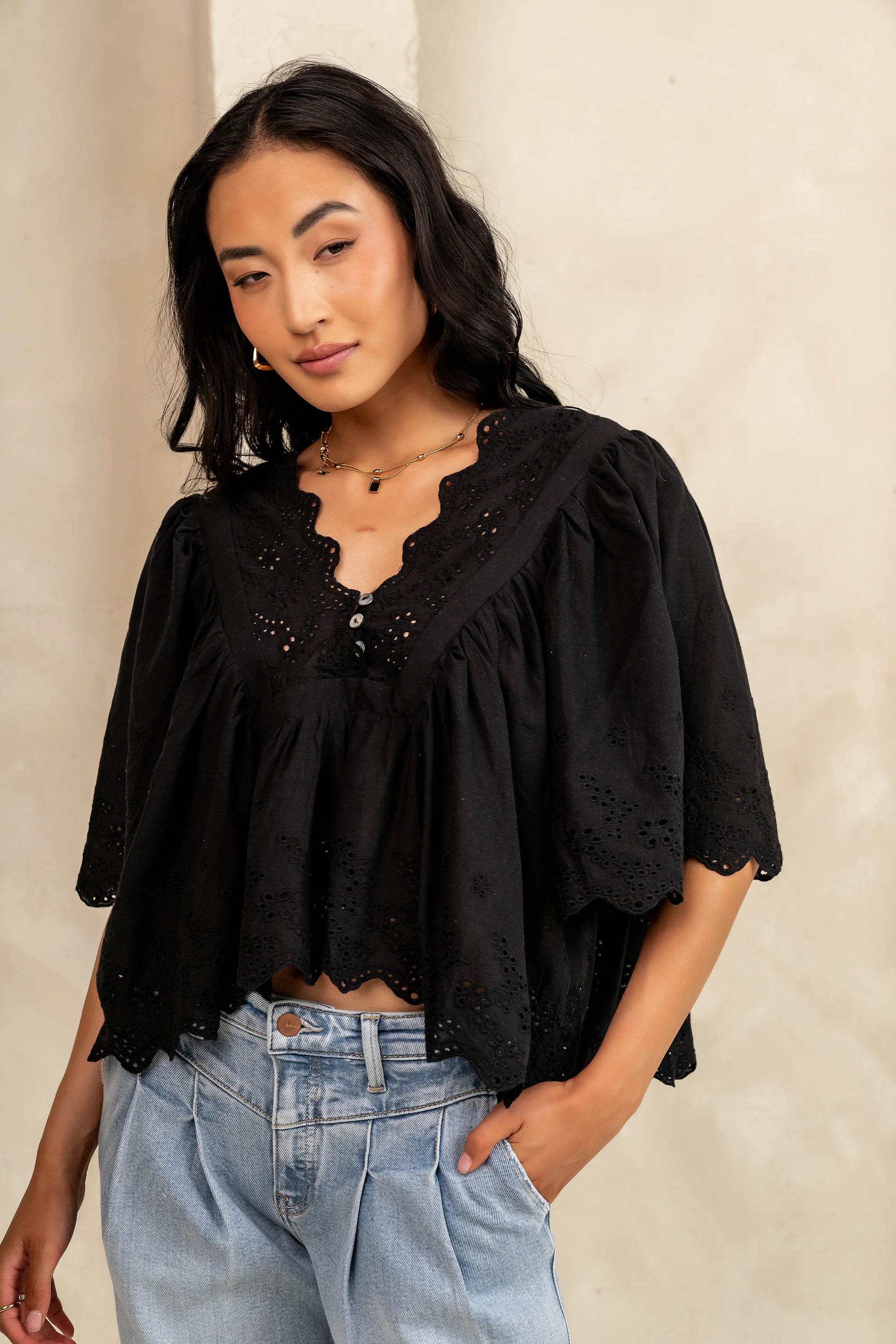 Faye Embroidered Blouse in Black - FINAL SALE | Böhme US