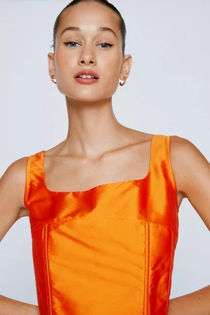 Corset Detail Taffeta Mini Dress | Nasty Gal (US)