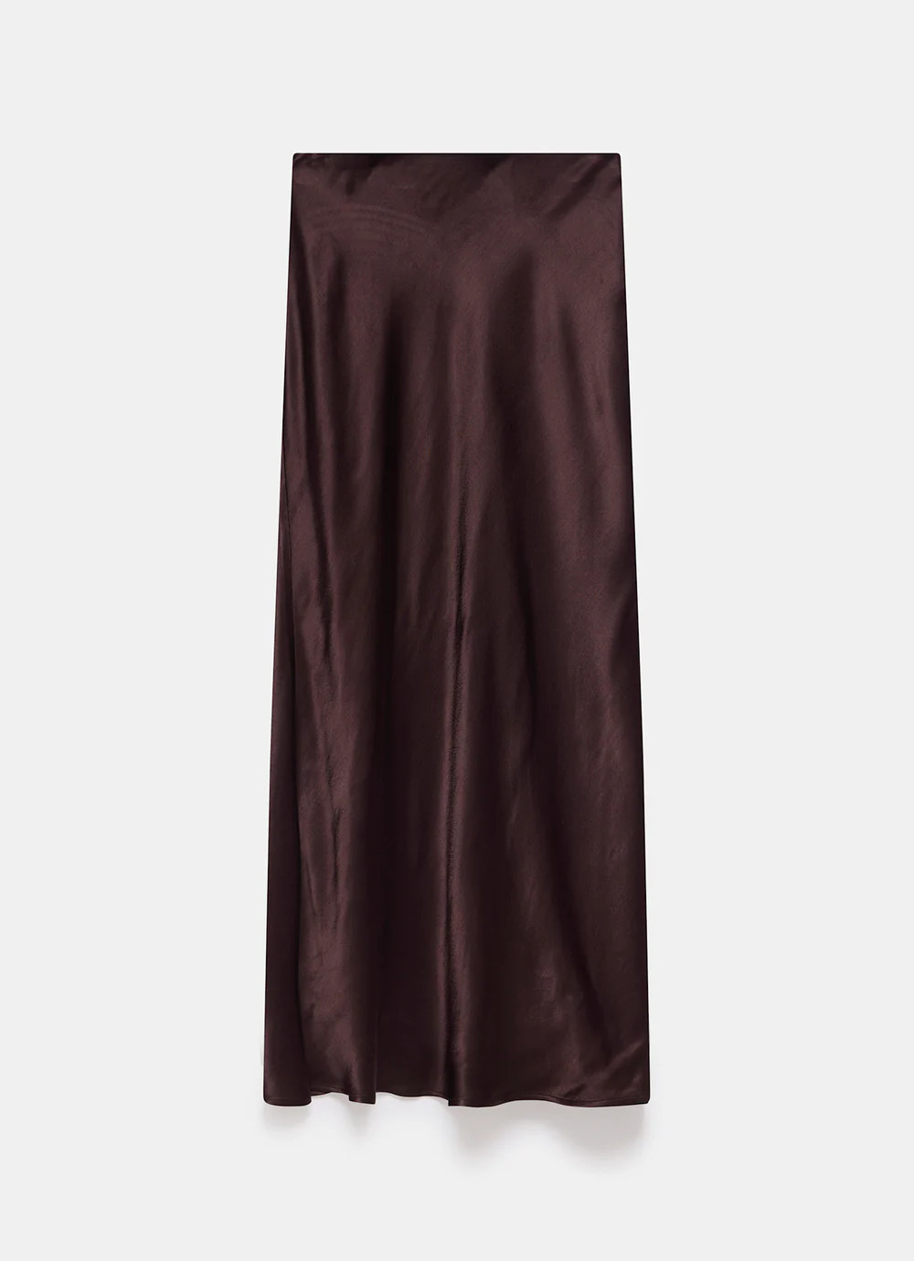 Brown Satin Slip Midi Skirt | Mint Velvet