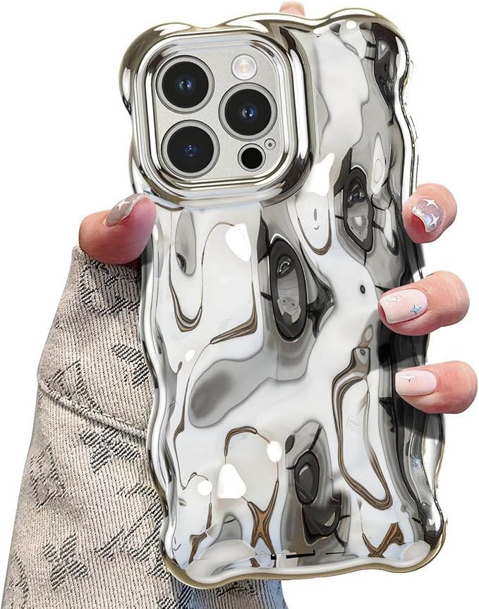 UEEBAI Case for iPhone 14 Pro Max 6.7 inch, Cute Solid Color Curly Wave Shape Shockproof Soft TPU... | Amazon (UK)