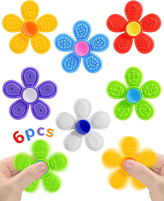 SCIONE 6er-Set Silikon Fidget Spinner – Sensorik-Spielzeug mit Anti-Stress-Textur, Bunter Hands... | Amazon (DE)