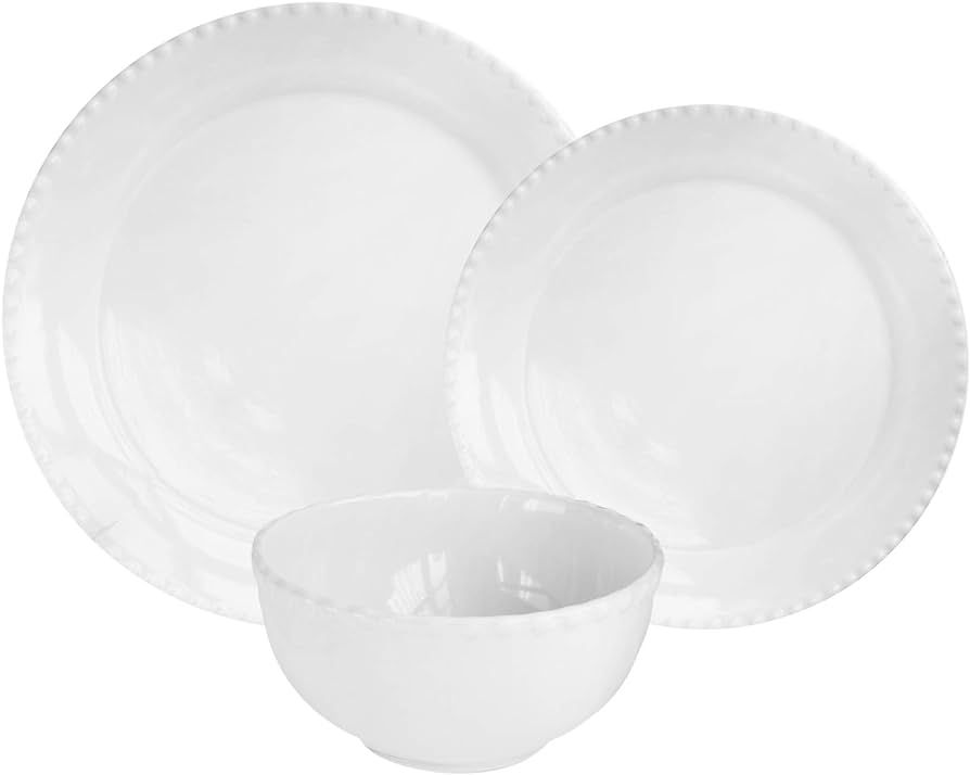 American Atelier Hamilton Beaded Casual Round Dinnerware Set – 12-Piece Stoneware Dinner Party ... | Amazon (US)