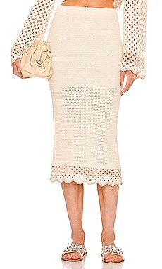 LPA Lanita Crochet Midi Skirt in Ivory & Nude from Revolve.com | Revolve Clothing (Global)
