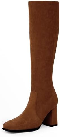 Modatope Knee High Boots Women Chunky Heel Square Toe Heeled Tall Boot for Women Fashion Side Zip... | Amazon (US)