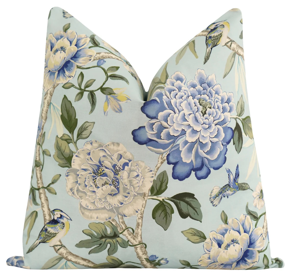 Lutes Robin's Egg Blue Floral Bird Pillow | Land of Pillows