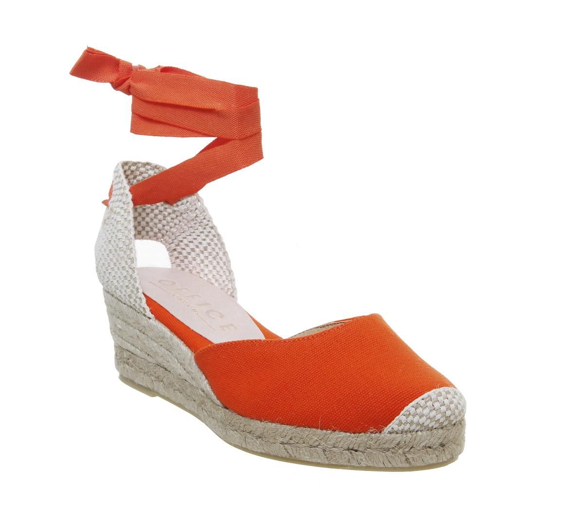 Office Mini Tie Up Two Part Espadrilles Red Canvas - Mid Heels | OFFICE London (UK)