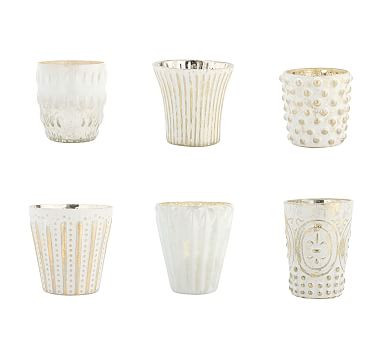 Eclectic Mercury Votive Holders, Set of 6 - White | Pottery Barn (US)