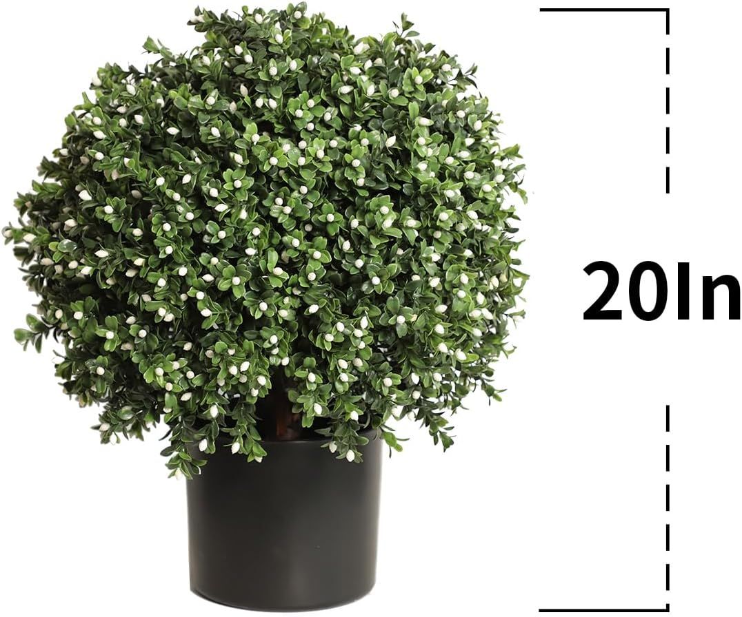 momoplant 2Ft Artificial topiaries Boxwood Topiary Ball Tree Front Porch UV Resistant Potted Plan... | Amazon (US)