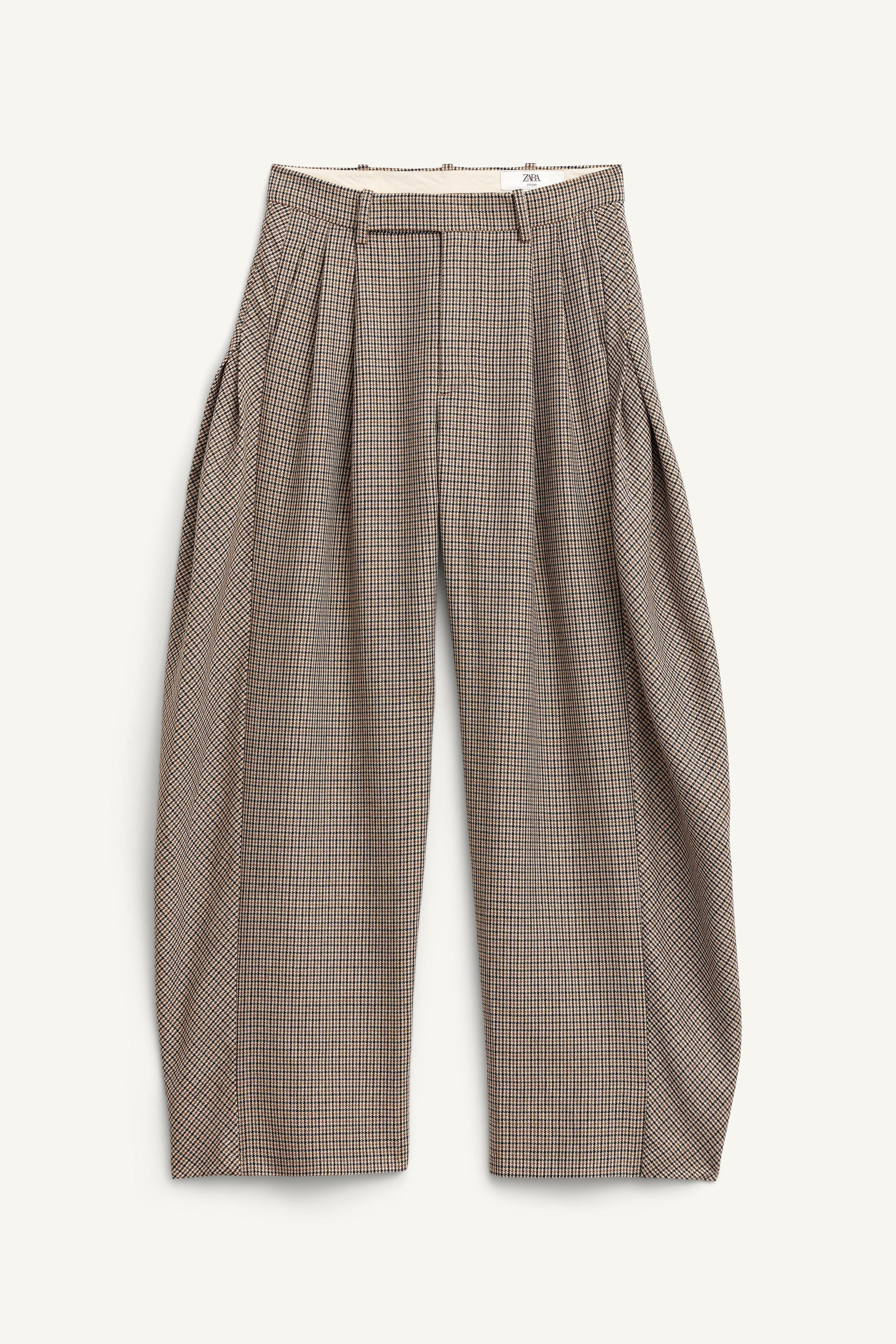 LIMITED EDITION PLAID BALLOON PANTS WITH WOOL | Zara Canada