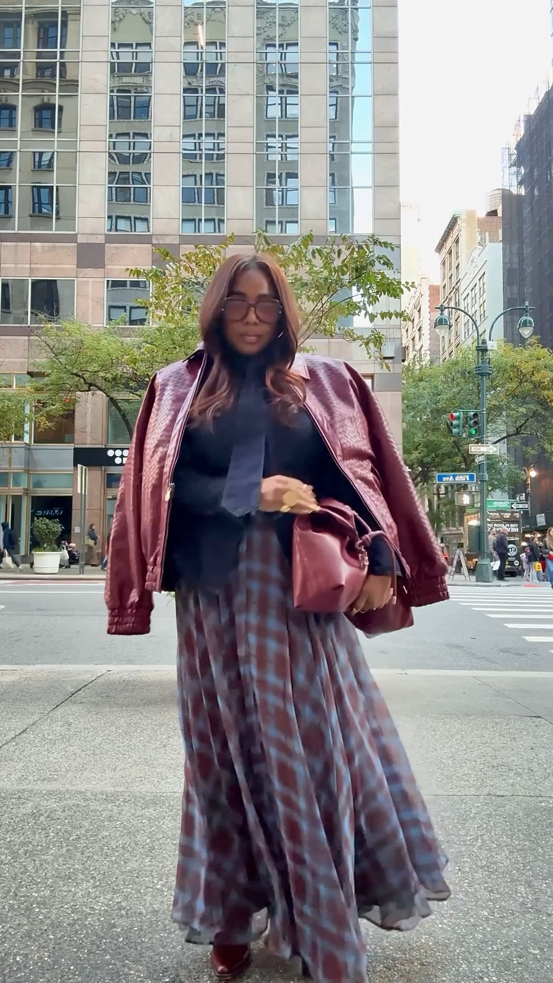 The kind of plaid that means business. Plaid might be trending, but this one’s giving boss. The sheer movement keeps it feminine, while the denim shirt (with that hidden tie and strong shoulder) leans right into the suiting moment of the season. Finished it with my burgundy bomber — because even soft looks deserve structure.

Style tip: Mix fluid fabrics with tailored tops to master the suiting trend without losing ease.

Shop the exact pieces or similar ones below.

#LTKFindsUnder100 #LTKHoliday #LTKWorkwear