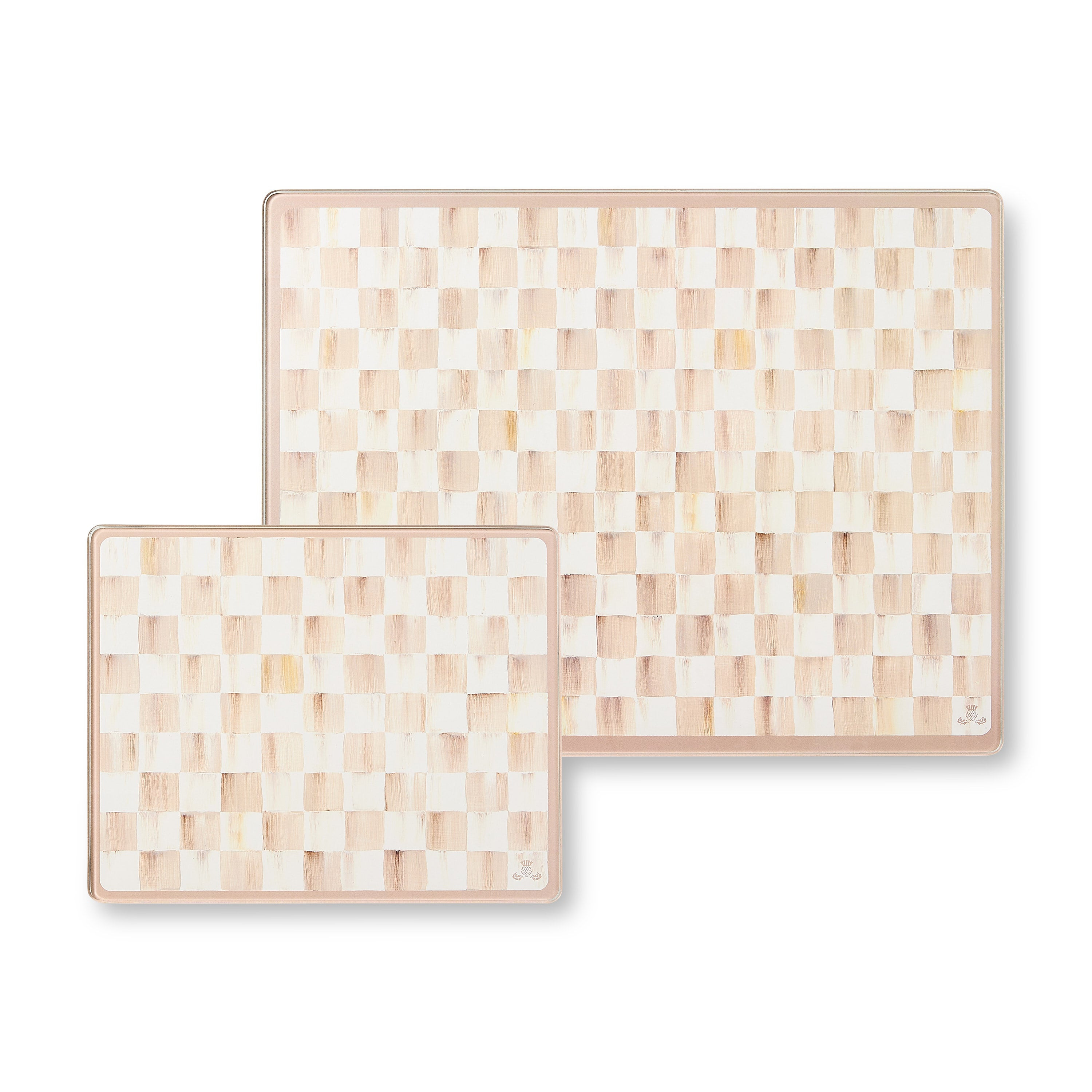 MacKenzie-Childs Mocha Check Glass Cutting Boards | MacKenzie-Childs
