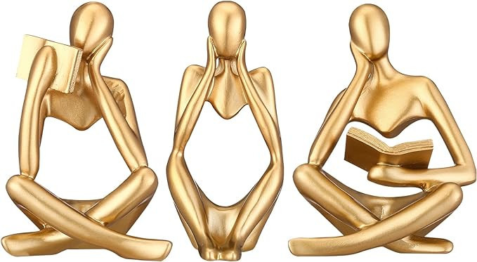 CYYKDA Thinker Statue, Gold Decor Modern Abstract Art Statue, Gold Figurines Home Decor, Suitable... | Amazon (US)