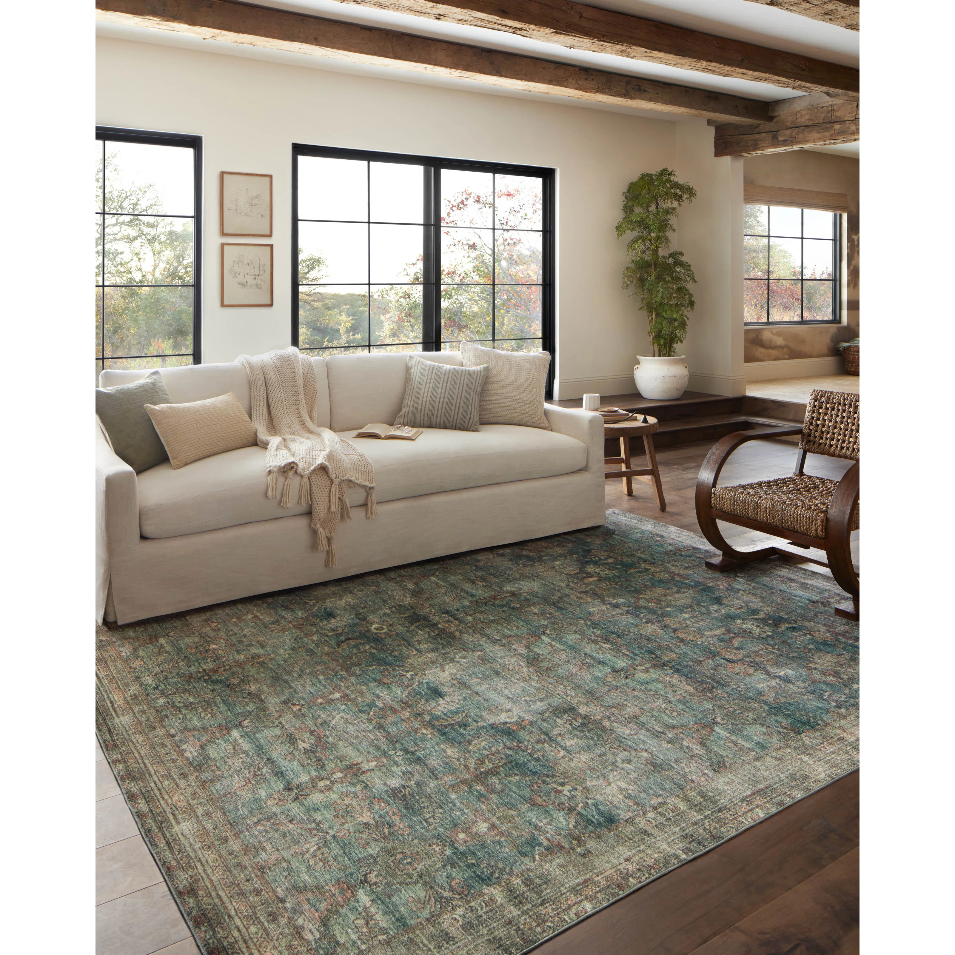 Magnolia Home By Joanna Gaines X Loloi Banks Machine Washable Ocean / Spice Area Rug & Reviews | ... | Wayfair North America