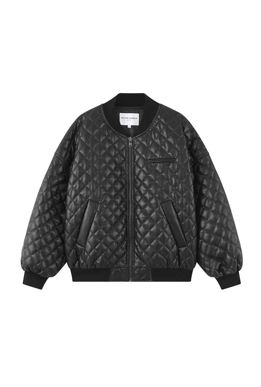 Heath Oversized Faux Leather Jacket - Black | Petite Studio NYC