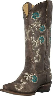 Silver Canyon Womens Leather Western Cowgirl Cowboy Boots, 7 US - Turq/Brown | eBay US
