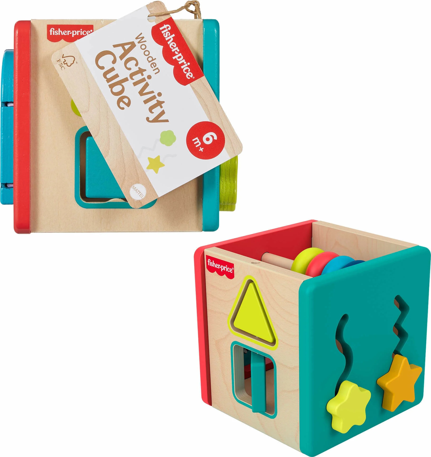 Fisher-Price Wooden Activity Cube, Busy Fine Motor Developmental Toy for Baby, 6 Months + | Walmart (US)