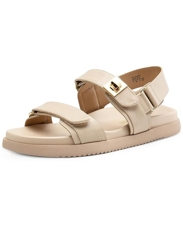 DREAM PAIRS Flat Sandals for Women Comfortable Open Toe Summer Sandals Adjustable Fashion Dress S... | Amazon (US)