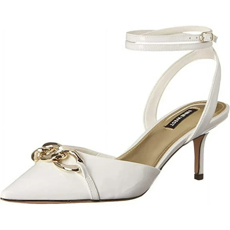Nine West Arnice White Patent Stiletto Heel Pointed Toe Ankle Strap Fashion Pump (White Patent, 7... | Walmart (US)